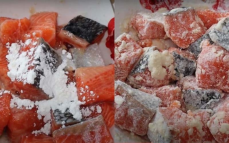 Tẩm bột cá hồi