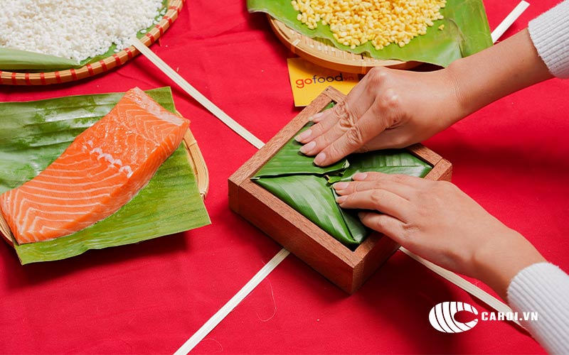bánh chưng nhân cá hồi 1