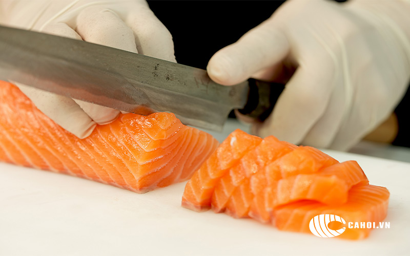 Thái cá hồi ăn sống Thái cá hồi ăn sống