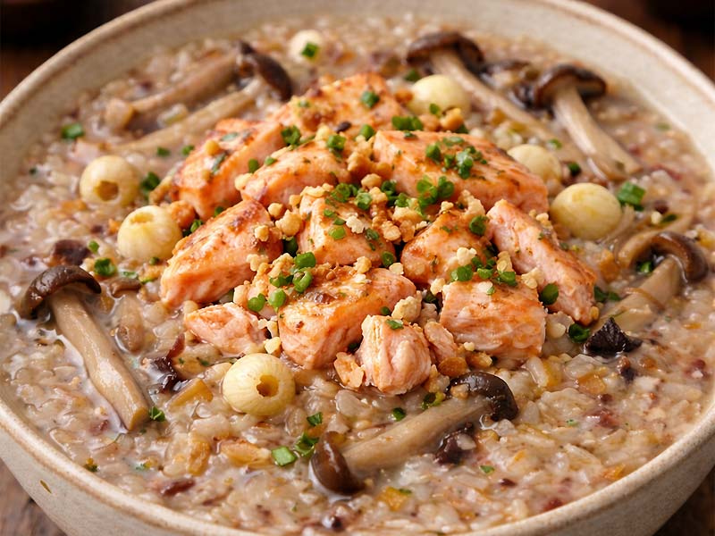 Cháo cá hồi gạo lứt